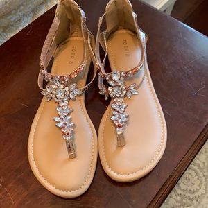 Rose Gold jeweled sandals size 11W